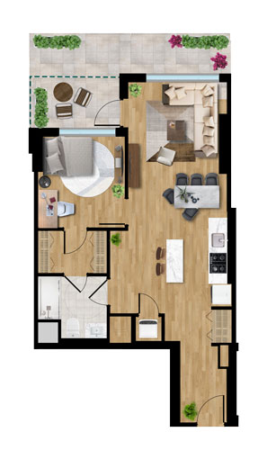 Unit plan - 1-bedroom