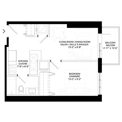 Unit plan - 1 chambre