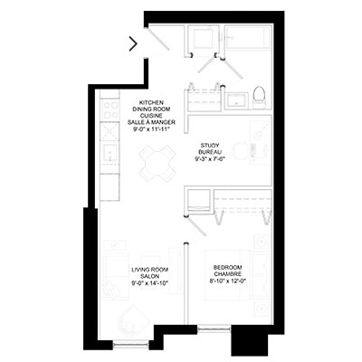 Plan d’unité - 2 chambres